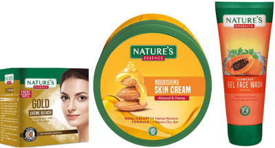 Nature's Gold Cream Bleach (21g)Nourishing Skin Cream Almond & Honey (400ml)Anti-Pigmentation Papaya Gel Face Wash (50ml)(3 Items in the set)