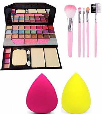 RTB 6155 Makeup kit and 5 Pieces Brush and 2 Pieces Blender Puff Combo(Pack of 8)(8 Items in the set)