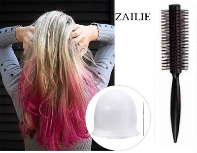 Zailie Round Comb Reusable Hair Coloring Highlighting Spa Cap wr2705(2 Items in the set)
