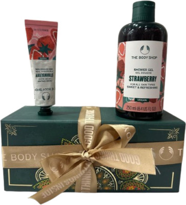 Body Shop STRAWBERRY SHOWER GEL AND HAND CREAM GIFT SET BOX(2 Items in the set)