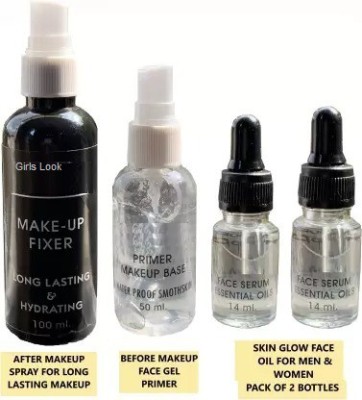 Girls Look Makeup Primer and Makeup Fixer with 2 Essential Oil Face Serum(4 Items in the set)