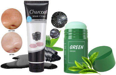Yuency Charcoal Oil Control Anti-Acne Deep Cleansing & Green Tea Purifying Clay Stick Mask(2 Items in the set)