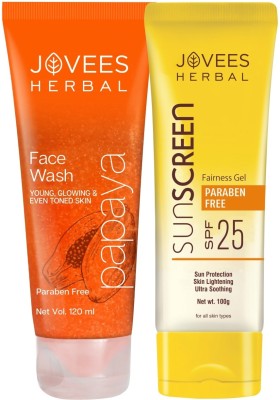 Jovees Herbal Papaya for Deep Cleansing,Skin Brightening,Glow and Sunscreen fairness Gel(2 Items in the set)