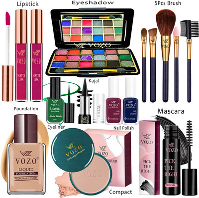 VOZO Makeup Combo Kit One-stop Beauty Package for Professionals 251(15 Items in the set)