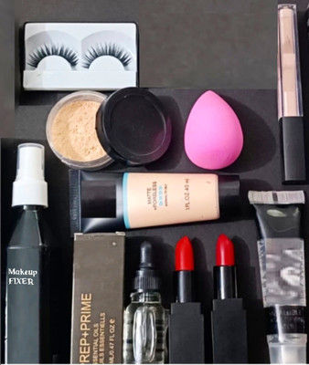 BRM TRADERS Face Makeup Love Edition Combo (pack of 10 items) (Random Colors)(10 Items in the set)