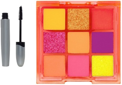 GABBU Black Lengthening Volumizing Eyelash Mascara Long-lasting Eyelashes Orange Eyeshadow Palate(2 Items in the set)