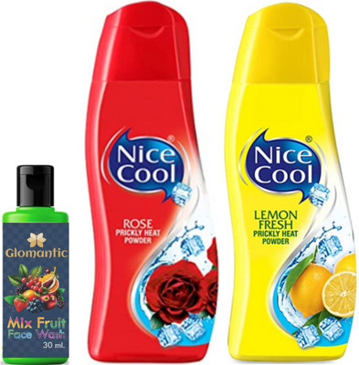 glomantic Mix Fruit Face Wash & Nice Cool Powder Lemon & Rose (2*150 gm)(2 Items in the set)