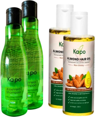 KAIPO Aloe Vera Shampoo And Almond Hair for Anti-hair Fall & Hair Growth Oil, Provides Damage Protection (800ml)(4 Items in the set)