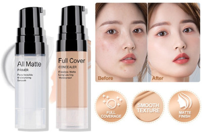 MYEONG Makeup Face Full Cover Matte Flawless Matte Foundation Base Face And Primer for Face Makeup Combo Pack(2 Items in the set)