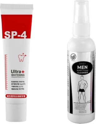 Bingeable Sp-4 Ultra Whitening Toothpaste: Natural & Effective Teeth Whitening Solution 30Gram + Crynn Men Intimate Hygiene Wash 100ml(2 Items in the set)