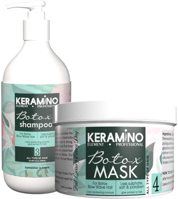 KERAMINO ELEMENT PROFESSIONAL BTX SHAMPOO and MASK | Infused with 9 essential proteins like Argon Oil, Keratin, BTX and Color Protecting |(500 ML)(1 Items in the set)