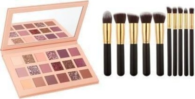 wryak edition eye-shadow palette with 10pc soft makeup brushes(11 Items in the set)