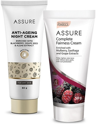 ASSURE Complete Fairness Cream 50g & Anti-Ageing Night Cream Enriched with Blackberry fruit extract 60g(2 Items in the set)