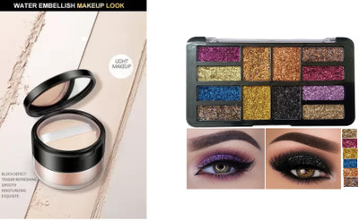 GFSU - GO FOR SOMETHING UNIQUE HD Finish Loose Powder With 12 Color Glitter Eye Shadow(2 Items in the set)