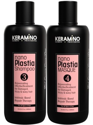 KERAMINO ELEMENT PROFESSIONAL NANO PLASTIA HAIR REPAIR SHAMPOO & MASK COMBO [ 1000 ML ](2 Items in the set)