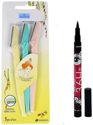 Plimsoll Eyeliner and Razor for Eyebrow, Facial, Upper Lips Hair Removal(2 Items in the set)