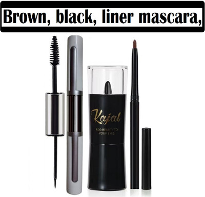 Neycare super perfect new mini makeup mascara with eyeliner with kajal's pack of 3(3 Items in the set)
