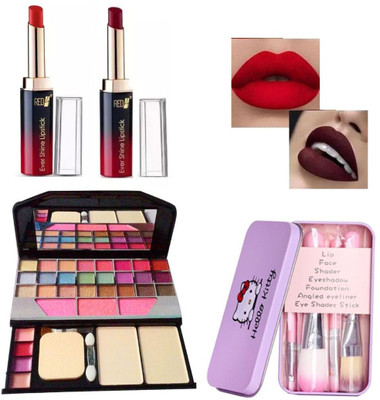 RED4 Tmakeup kit + R4 Nontransfer red, maroon + hello kitty makeup brush(4 Items in the set)