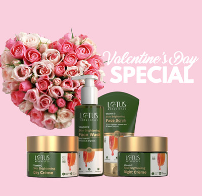 Lotus Botanicals Skin Brightening Vitamin-C Day Cream 50g, Night Cream 50g, Scrub 100ml, Face Wash 180ml(4 Items in the set)