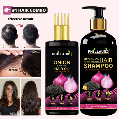 Phillauri Red Onion Shampoo + Red Onion Hair Growth Oil For Hair Fall Control Combo(2 Items in the set)