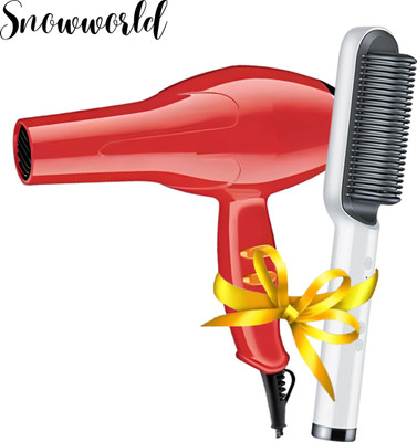 snowworld Fast Hair straightening comb with hair dryer combo, professional saloon at home(2 Items in the set)