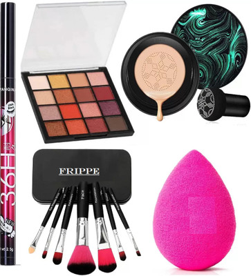 FRIPPE Kajal & Eyeshadow & 3in1 Eyeliner, Mascara, Eyebrow Pencil & foundation(4 Items in the set)