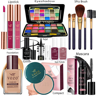 VOZO Makeup Combo Kit One-stop Beauty Package for Beginners and Professionals 281(15 Items in the set)