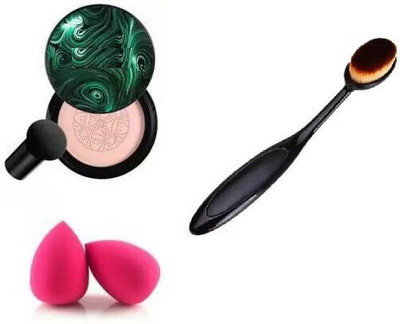 Lenon Cream Foundation & 2 pcs sponge puff & foundation brush(4 Items in the set)