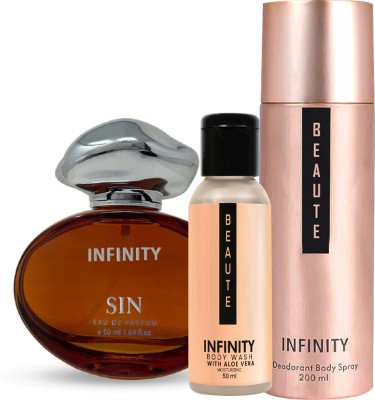 INFINITY Sin EDP Perfume 50ml, Beaute Deo Body Spray 200ml, Beaute Body Wash 50ml(3 Items in the set)