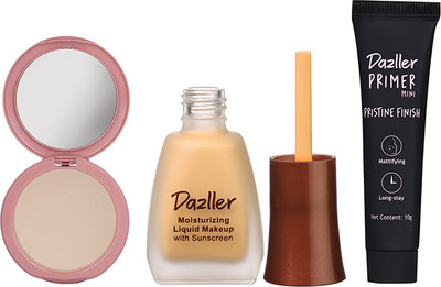 Dazller Face Makeup Essentials - Bamboo - Foundation,12ml + Compact,9g + Primer,10g(3 Items in the set)