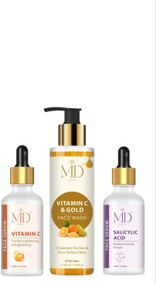 MD COSMETIC A combo of salicylic acid & vitamin c serum and vitamin c & gold facewash(3 x 53.33 ml)