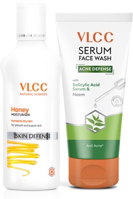 VLCC Honey Moisturiser - 100 g & Acne Defense Serum Face Wash Salicylic Acid Serum & Neem Combo - 100 ml(2 Items in the set)