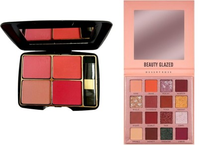 INDIANA HUDA SP 4IN1 Amazing Blusher & 16 Multicolor Desert Rose Eyeshadow Palette(2 Items in the set)