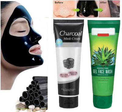 REIMICHI Neem and Aloe Vera Face Wash & Face Tech Anti Blackhead Peel Off Charcoal Face Mask(2 Items in the set)