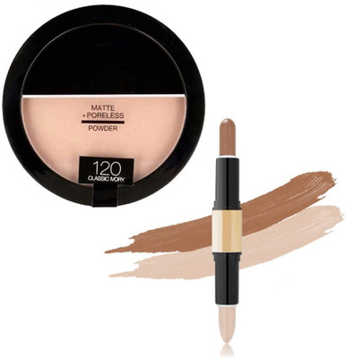 Neycare contour stick with matte new compact powder pakc of 2(2 Items in the set)