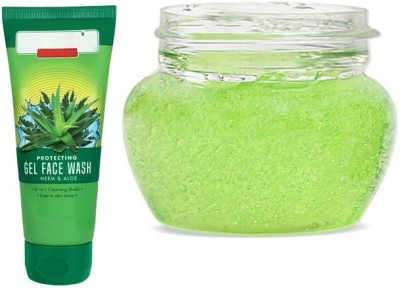 MYEONG Gel Face Wash Neem & Aloe WITH Moisturizing Beauty Gel Aloe Vera(2 Items in the set)