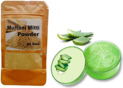 Emijun Multani Mitti Powder For Skin & Hair Care Aloe Vera Gel(2 Items in the set)