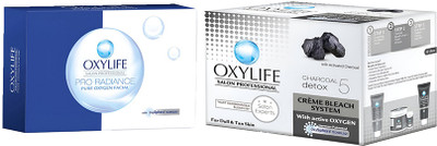 Oxylife Pro Radince Pure Oxygen Facial 50gm & Charcoal Detox 5 Crème Bleach 310gm(2 Items in the set)