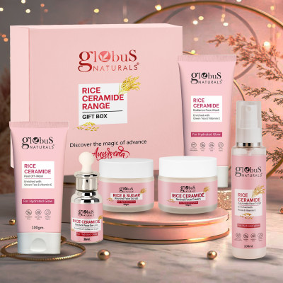 Globus Naturals Revival Rice Ceramide Skincare Gift Box, For Korean Glass Skin(6 Items in the set)