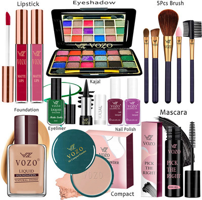 VOZO Makeup Combo Kit One-stop Beauty Package for Professionals 191(15 Items in the set)