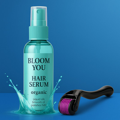 BLOOM YOU Complete Hair Care Pack – Organic Serum with Roller(2 Items in the set)