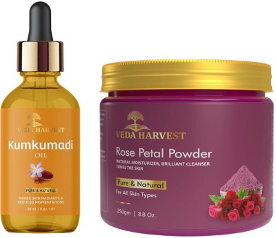 veda harvest Kumkumadi oil and Rose Petal powder(2 Items in the set)