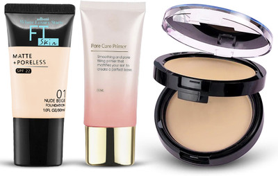 adbeni Foundation, Compact Powder & Primer Combo | Smooth Finish Set & Long-Lasting(3 Items in the set)