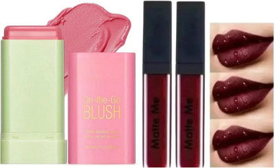 ghorela 1 Cream Blush Stick + 2 Maroon Lipsticks (Pack of 3)(1 Items in the set)