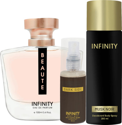 INFINITY Beaute EDP Perfume 100ml,Musk Noir Deo Body Spray 200ml,Dark Side Body Mist 35ml(3 Items in the set)