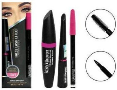 Kamz Beauty Eyebrow Pencil Black & Liquid EyeLiner & Mascara 3in1 (Set of 3)(3 Items in the set)