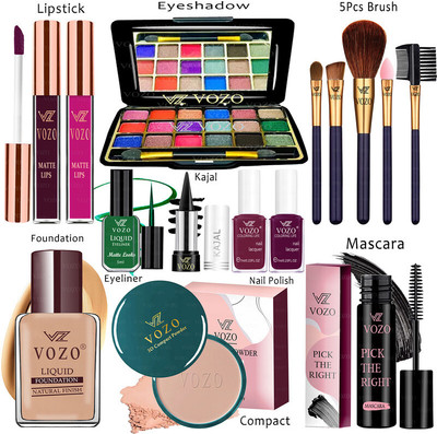 VOZO Makeup Combo Kit One-stop Beauty Package for Beginners and Professionals KT-227(15 Items in the set)