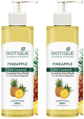 BIOTIQUE PINAPPLE FACE WASH 200ML PACK OF 2 (FORMING FACE WASH ) |FROM NATURAL TO OILY SKIN |(2 Items in the set)