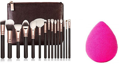 Pohok 15 PCS Pro Makeup Brushes Set With 1 Puff(16 Items in the set)