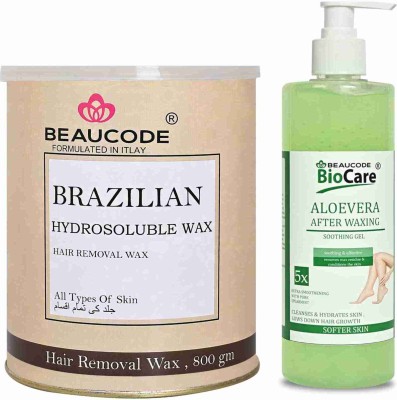 Beaucode Professional Rica Brazilian Hair Removing Wax 800 gm + Aloe Vera After Waxing Gel 500 ml ( Pack of 2 )(2 Items in the set)